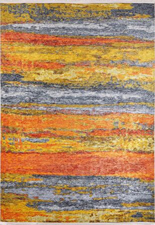 Modern Turuncu Dijital Baskı Hipoalerjenik Kaymaz Taban Halı Yolluk