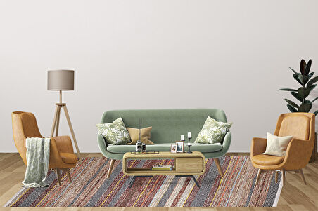 Modern Kahverengi Çizgili Renkli Dijital Baskı Hipoalerjenik Kaymaz Taban Halı Yolluk HA114 