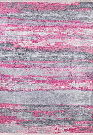 Modern Pembe Dijital Baskı Hipoalerjenik Kaymaz Taban Halı Yolluk HA152 