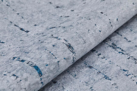 Modern Mavi Dijital Baskı Hipoalerjenik Kaymaz Taban Halı Yolluk HA135 