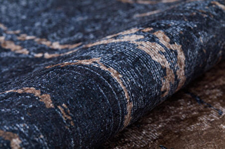 Modern Lacivert Dijital Baskı Yıkanabilir Hipoalerjenik Kaymaz Taban Halı Yolluk