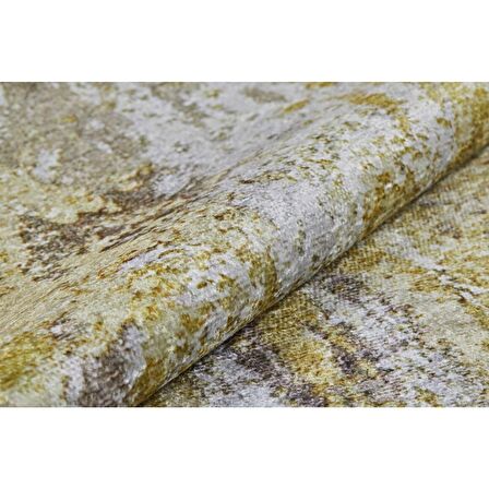 Modern Sarı Gri Dijital Baskı Hipoalerjenik Kaymaz Taban Halı Yolluk HA147