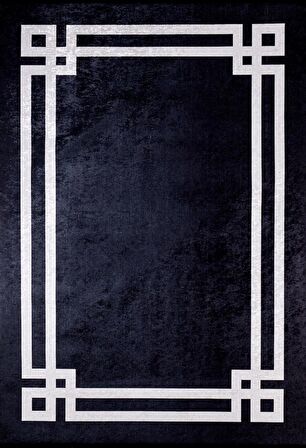 Modern Siyah Dijital Baskı Hipoalerjenik Kaymaz Taban Halı Yolluk HA156