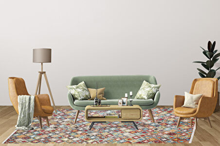 Modern Turuncu Renkli Desen Dijital Baskı Hipoalerjenik Kaymaz Taban Halı Yolluk HA154 