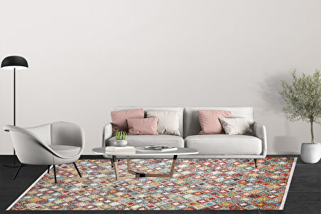 Modern Turuncu Renkli Desen Dijital Baskı Hipoalerjenik Kaymaz Taban Halı Yolluk HA154 