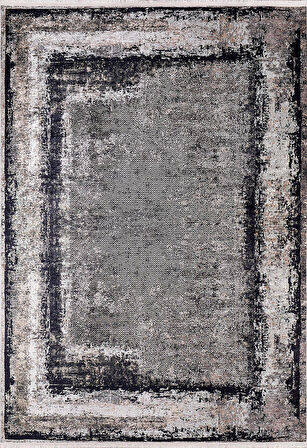 Modern Antrasit Dijital Baskı Hipoalerjenik Kaymaz Taban Halı Yolluk HA192