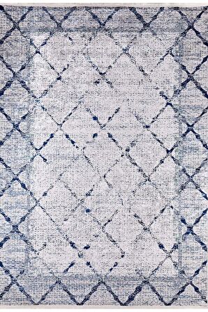 Modern Lacivert Dijital Baskı Hipoalerjenik Kaymaz Taban Halı Yolluk HA172 