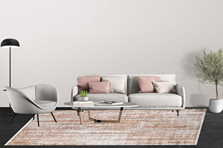 Modern Turuncu Dijital Baskı Hipoalerjenik Kaymaz Taban Halı Yolluk HA168 