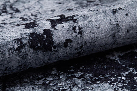 Modern Siyah Dijital Baskı Hipoalerjenik Kaymaz Taban Halı Yolluk HA214 