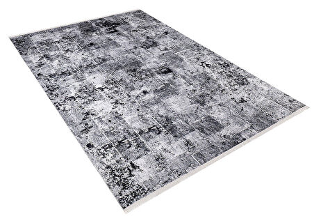 Modern Siyah Dijital Baskı Hipoalerjenik Kaymaz Taban Halı Yolluk HA214 