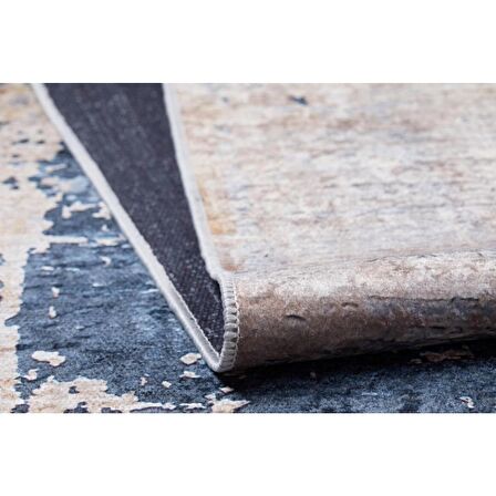 Modern Mavi Dijital Baskı Hipoalerjenik Kaymaz Taban Halı Yolluk HA174 