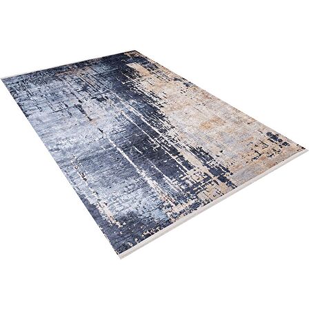 Modern Mavi Dijital Baskı Hipoalerjenik Kaymaz Taban Halı Yolluk HA174 