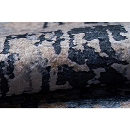 Modern Mavi Dijital Baskı Hipoalerjenik Kaymaz Taban Halı Yolluk HA174 