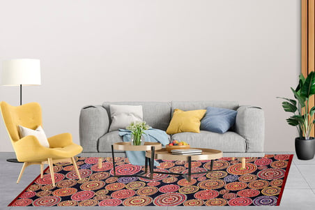 Modern Sarı Kırmızı Desen Dijital Baskı Hipoalerjenik Kaymaz Taban Halı Yolluk HA235 