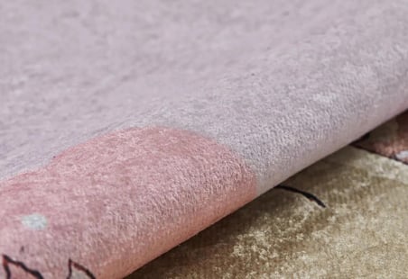 Çocuk Halısı ve Bebek Halısı Pembe Yıkanabilir Kaymaz Taban Dijital Baskı HC009