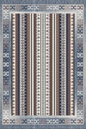 Klasik Gri Salon&Oturma Odası Yolluk&Yatak Odası Dijital Baskılı Makinede Yıkanabilir Kaymaz Taban Saçaklı Halı HK005 