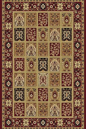 Klasik Kırmızı Salon&Oturma Odası Yolluk&Yatak Odası Dijital Baskılı Makinede Yıkanabilir Kaymaz Taban Saçaklı Halı HK006  