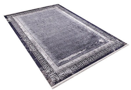 Modern Antrasit Dijital Baskı Yıkanabilir Hipoalerjenik Kaymaz Taban Halı Yolluk