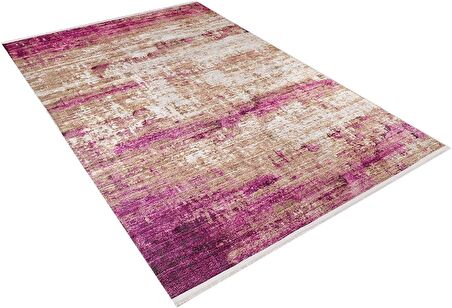 Modern Pembe Çerçeveli Dijital Baskı Yıkanabilir Hipoalerjenik Kaymaz Taban Halı Yolluk