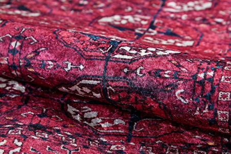 Klasik Pembe Salon&Yolluk Dijital Baskılı Makinede Yıkanabilir Kaymaz Taban Saçaklı Halı HK203  