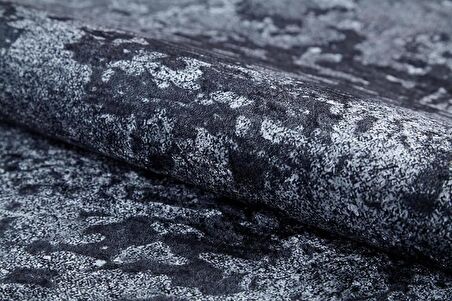 Halı Atölyesi Gri Salon&Yolluk Dijital Baskılı Makinede Yıkanabilir Kaymaz Taban Saçaklı Halı HA359 