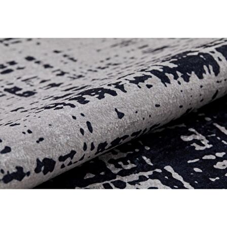 Modern Siyah Dijital Baskı Hipoalerjenik Kaymaz Taban Halı Yolluk