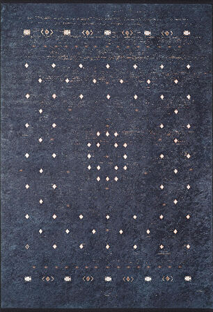 Halı Atölyesi Siyah Salon&Yolluk Dijital Baskılı Makinede Yıkanabilir Kaymaz Taban Saçaklı Halı HA528  