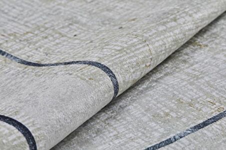 Modern Krem Altın Desen Dijital Baskı Hipoalerjenik Kaymaz Taban Halı Yolluk HA108