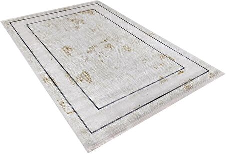 Modern Krem Altın Desen Dijital Baskı Hipoalerjenik Kaymaz Taban Halı Yolluk HA108