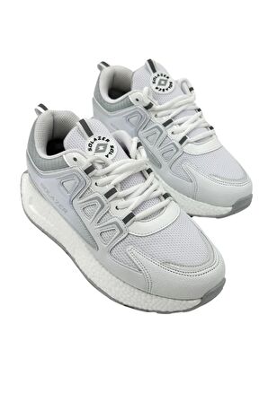 Solazer Kadın Bej Gri Ortopedik Confort Taban fileli Sneaker Günlük Spor Ayakkabı 029