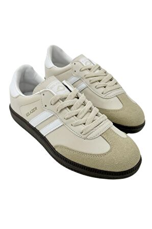 Solazer Kadın Bej Beyaz Ortopedik Taban Sneaker Günlük Spor Ayakkabı 031