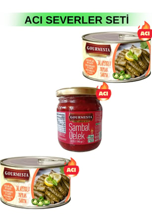 3'lü Acı Severler Seti (2 Adet Jalapenolu Yaprak Sarma + Sambal Oelek)