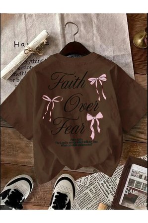 Fear Over Faith Baskılı Tasarım Tshirt