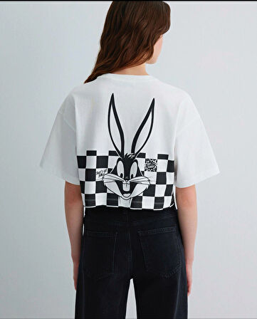 Mavi Beyaz Kadın Crop T-Shirt DMK.1613357-620_BUGS BUNNY BASKILI