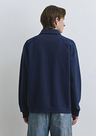 Polo Yaka Mavi Patch Logo Lacivert Sweatshirt 0S10303-89353