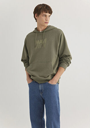 Mavi Logo Baskılı Kapüşonlu Haki Sweatshirt 0611317-71546