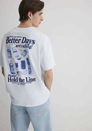 Better Days Baskılı Mavi Tişört 0612462-70793