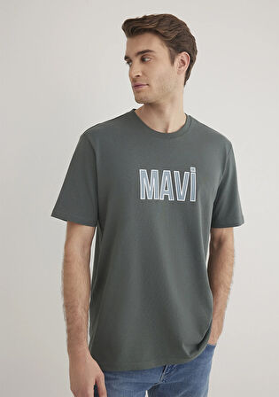 Mavi Logo Baskılı Yeşil Tişört 066842-71598