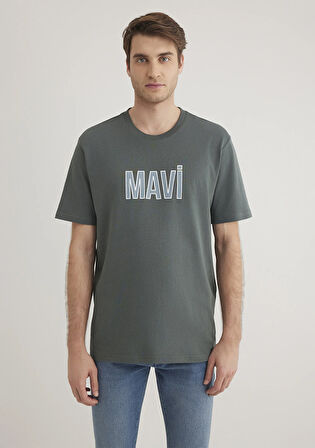 Mavi Logo Baskılı Yeşil Tişört 066842-71598