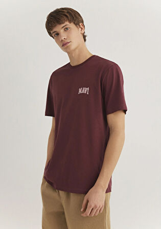 Mavi Logo Baskılı Bordo Tişört 0611714-70396