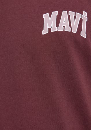 Mavi Logo Baskılı Bordo Tişört 0611714-70396