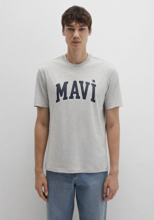 Mavi Logo Baskılı Gri Tişört 0611711-80196