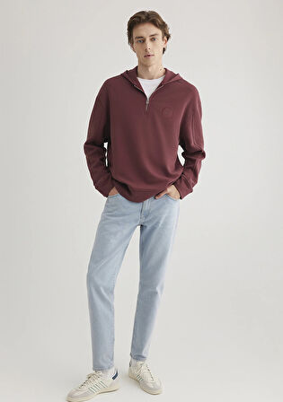 Yarı Fermuarlı Bordo Sweatshirt 0S10305-70396