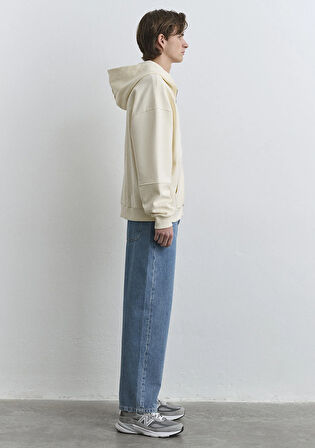 Kapüşonlu Fermuarlı Bej Sweatshirt 0S10306-70055