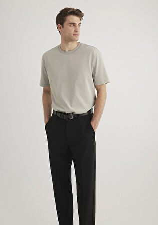 Bisiklet Yaka Gri Basic Tişört 0611596-70100
