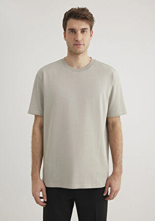 Bisiklet Yaka Gri Basic Tişört 0611596-70100