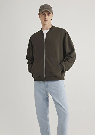 Fermuarlı Haki Sweatshirt 0S10316-71587