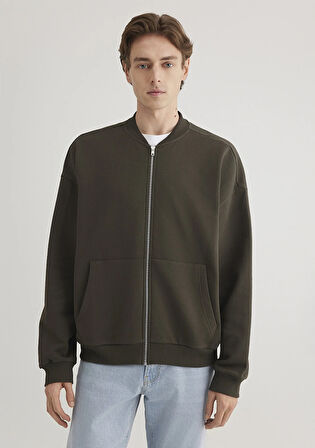 Fermuarlı Haki Sweatshirt 0S10316-71587