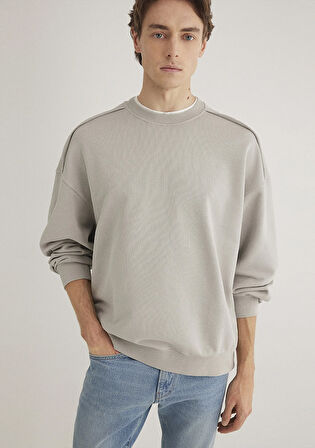 Bisiklet Yaka Gri Sweatshirt 0S10314-82577