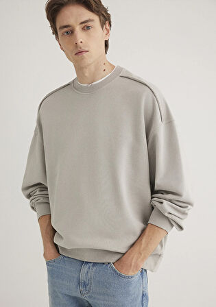 Bisiklet Yaka Gri Sweatshirt 0S10314-82577